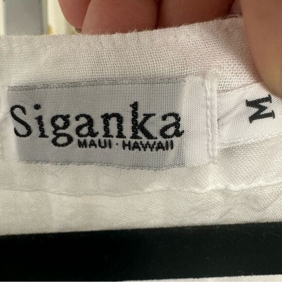 Siganka Maui Hawaii 100% Cotton Bohemian White Floral Embellished Sheer Dress M - Picture 4 of 6